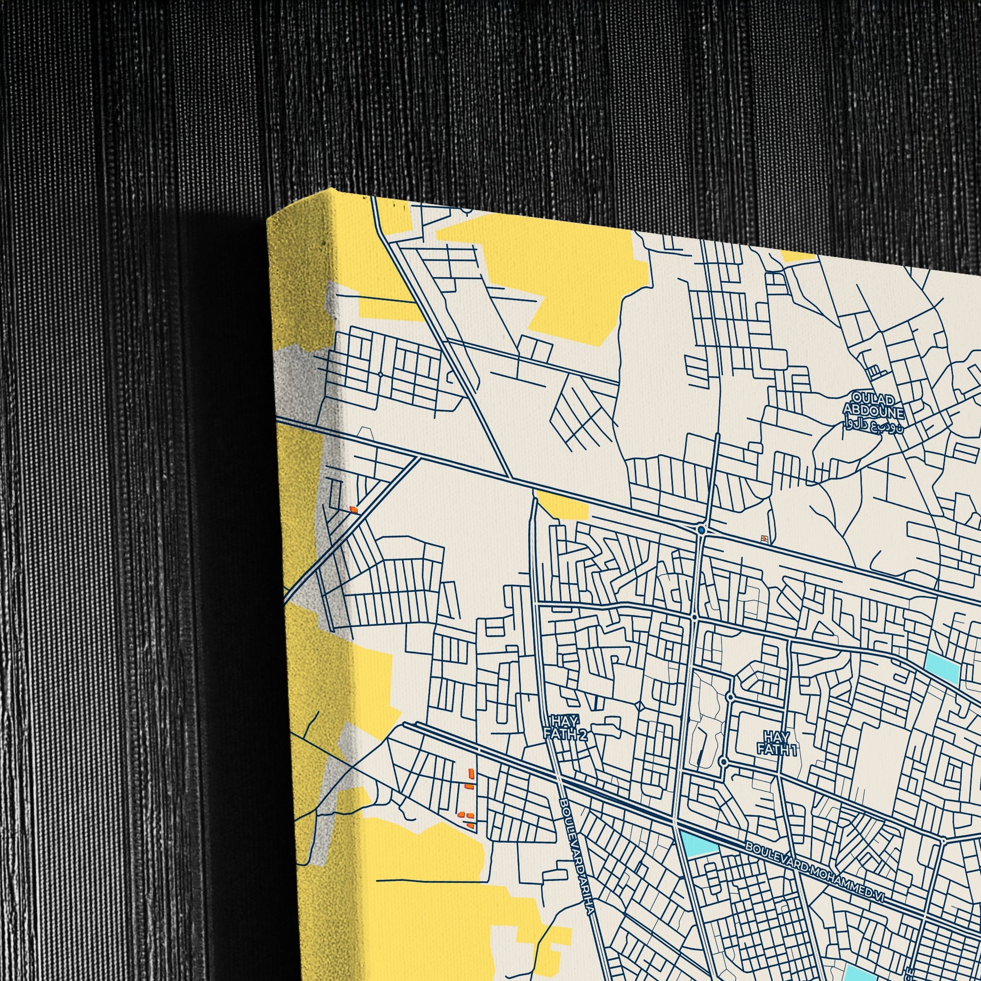 Khouribga Morocco Colorful City Map Canvas Print Detail