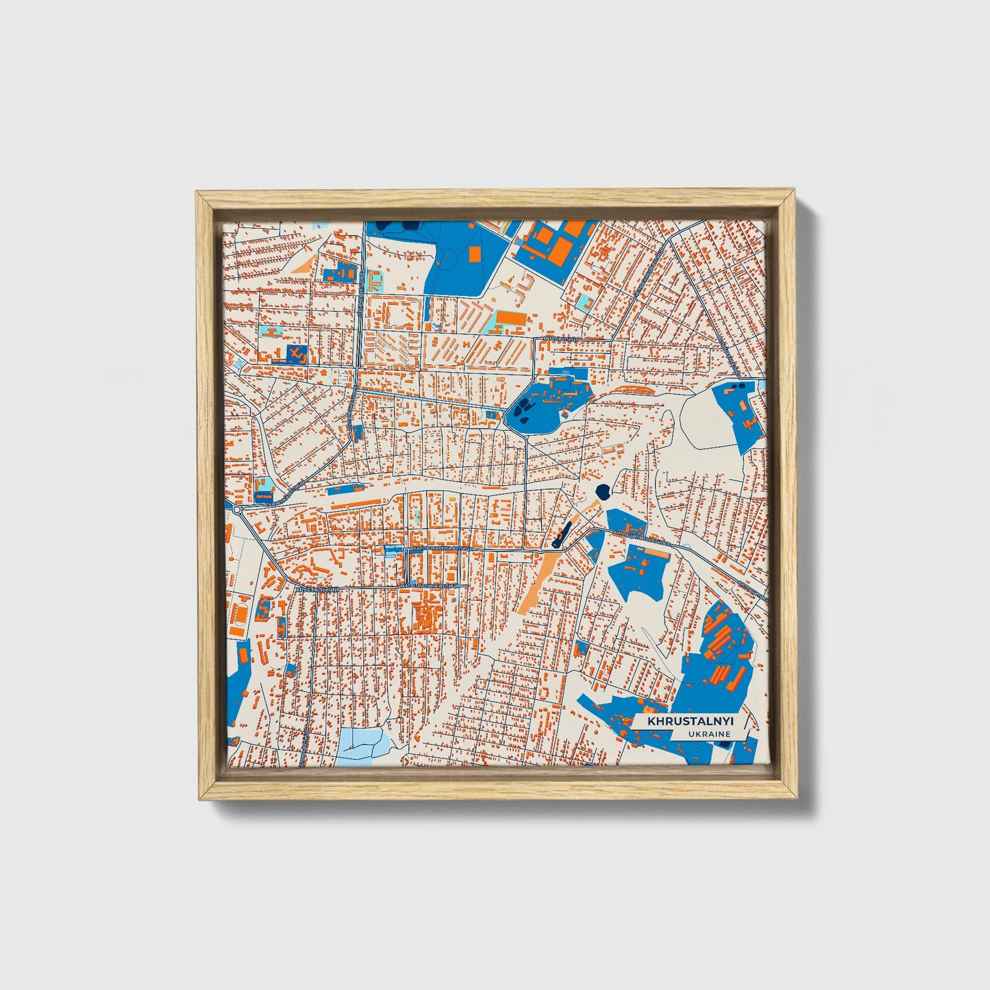 Хрустальний Ukraine Colorful City Map Canvas Print • Natural Wooden Framed