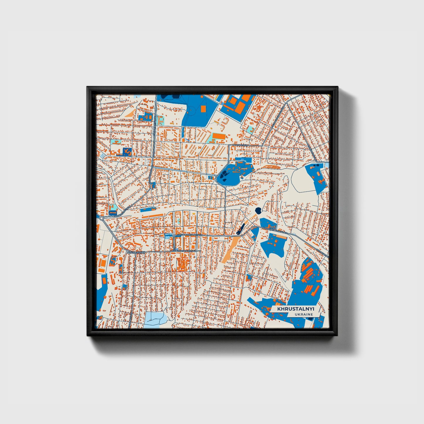 Хрустальний Ukraine Colorful City Map Canvas Print • Black Framed