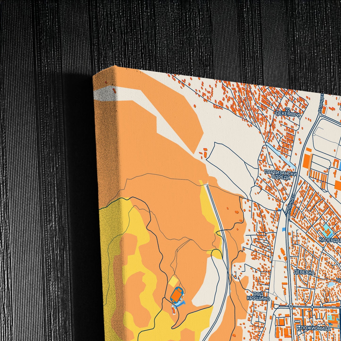 Kičevo North Macedonia Colorful City Map Canvas Print Detail