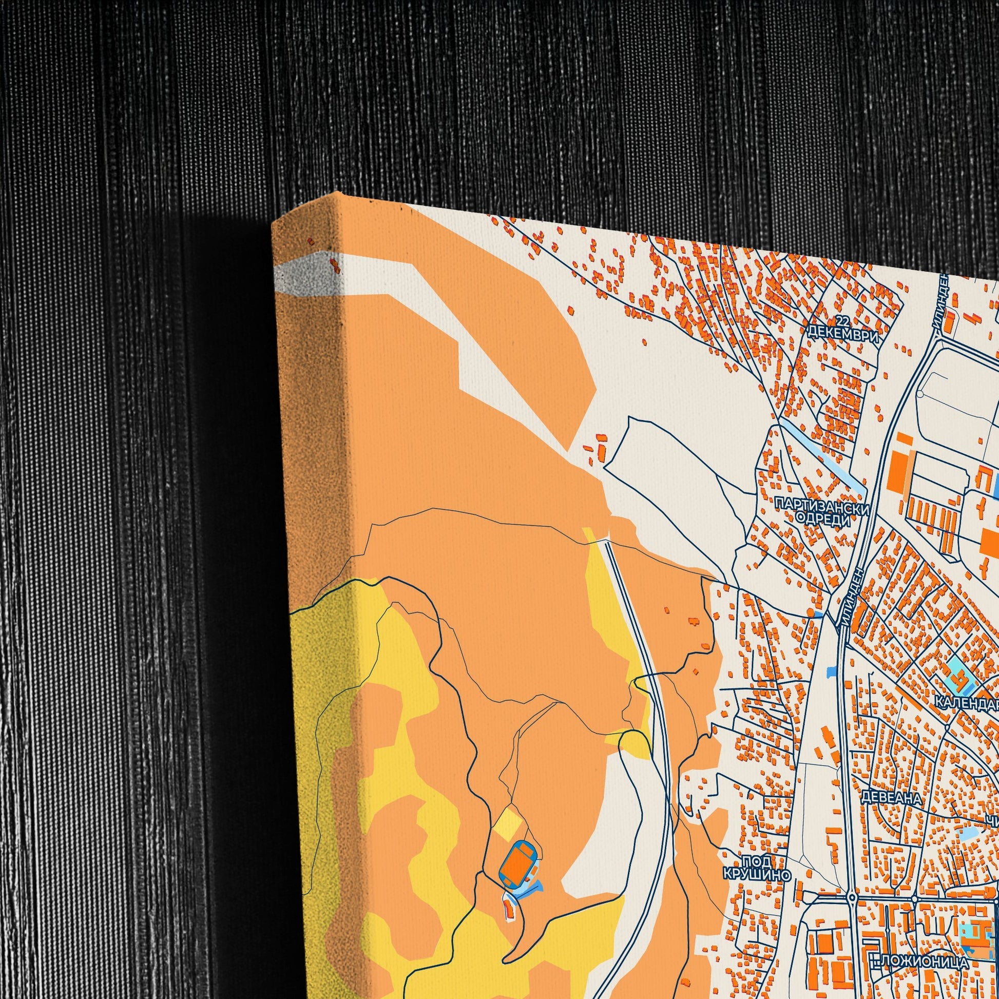 Kičevo North Macedonia Colorful City Map Canvas Print Detail