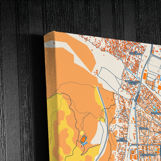 Kičevo North Macedonia Colorful City Map Canvas Print Detail