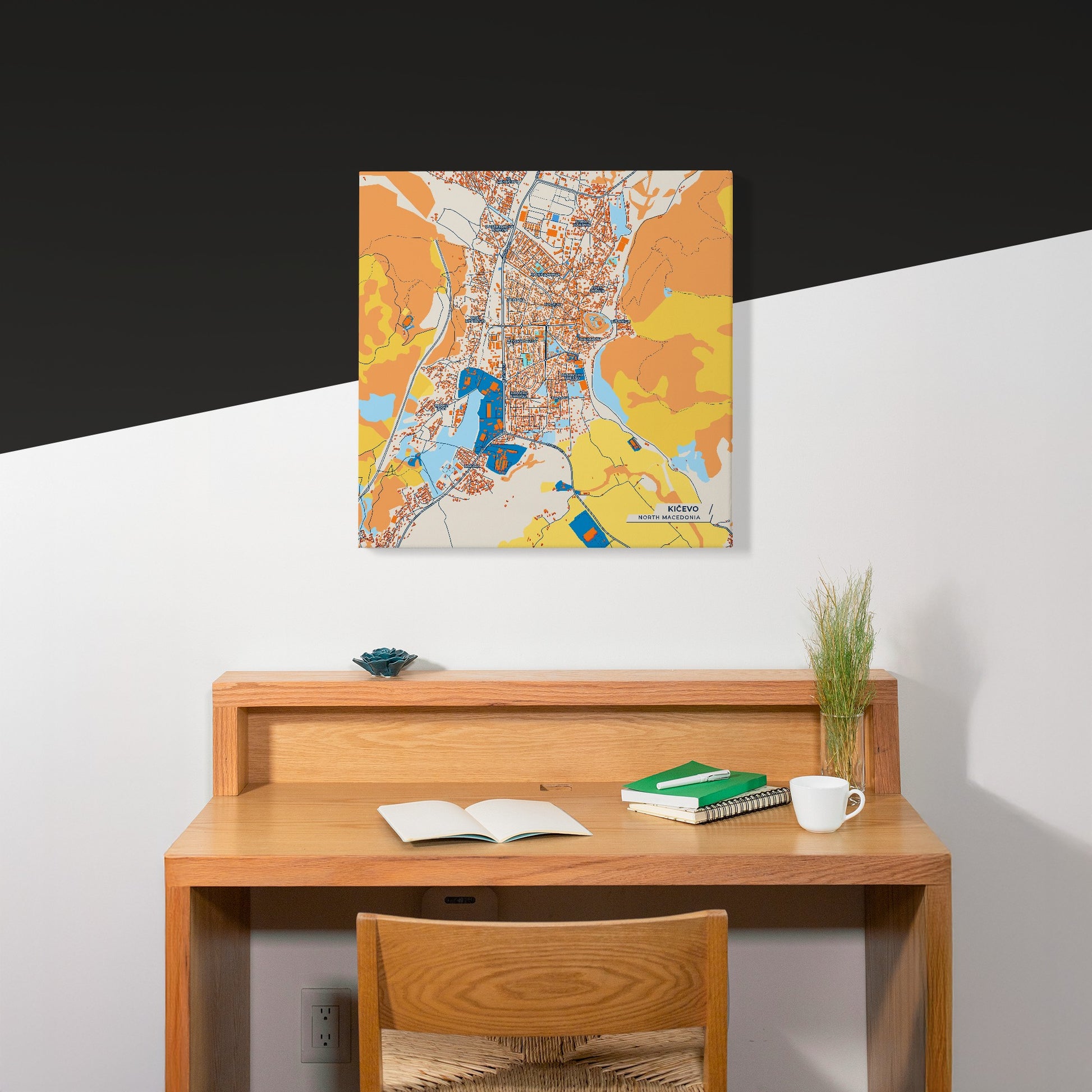 Kičevo North Macedonia Colorful City Map Canvas Print Scene