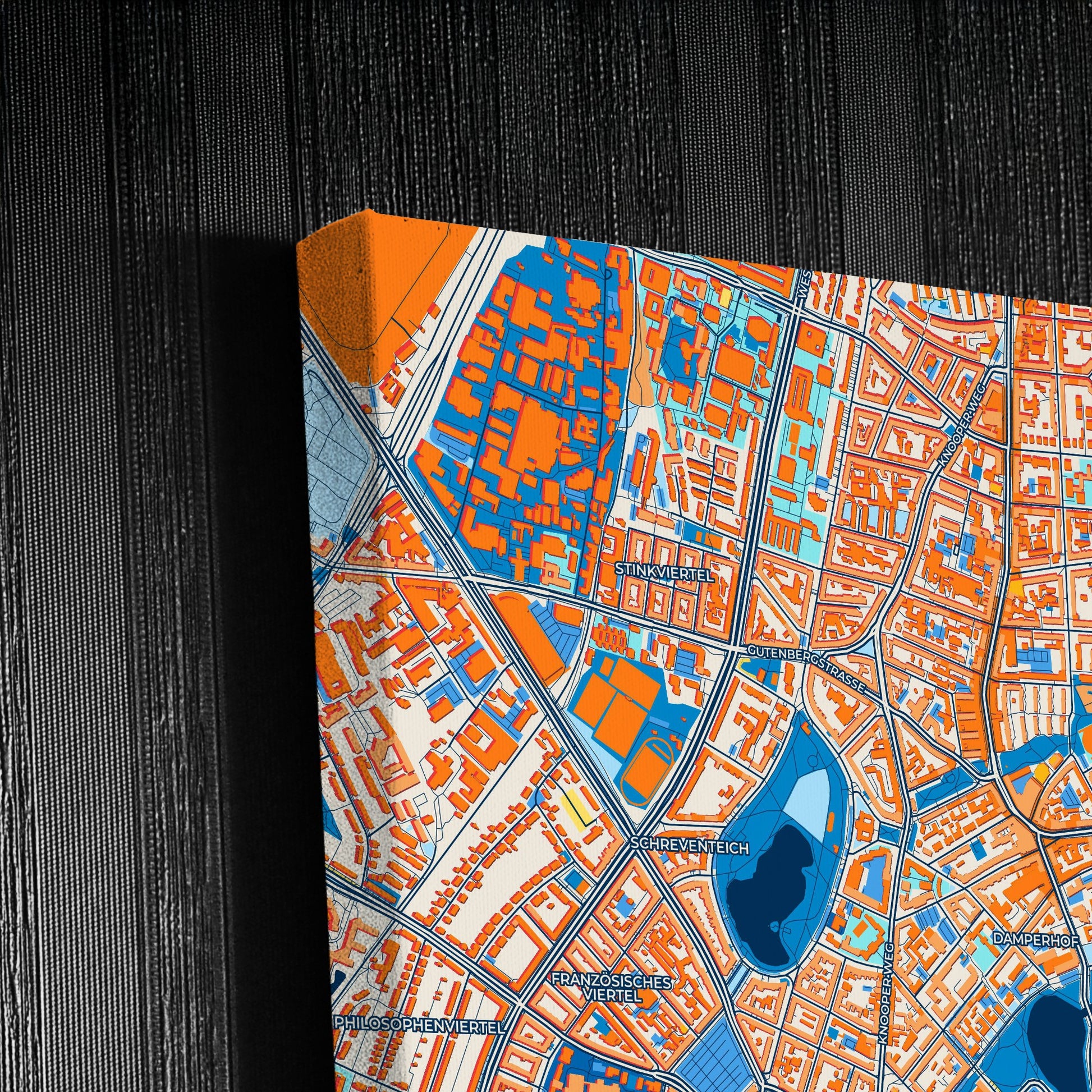 Kiel Germany Colorful City Map Canvas Print Detail