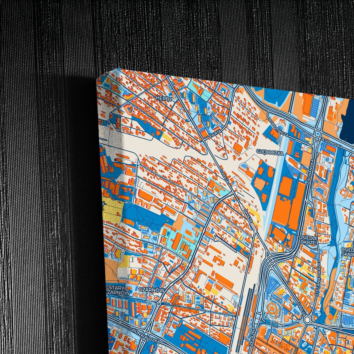 Kielce Poland Colorful City Map Canvas Print Detail