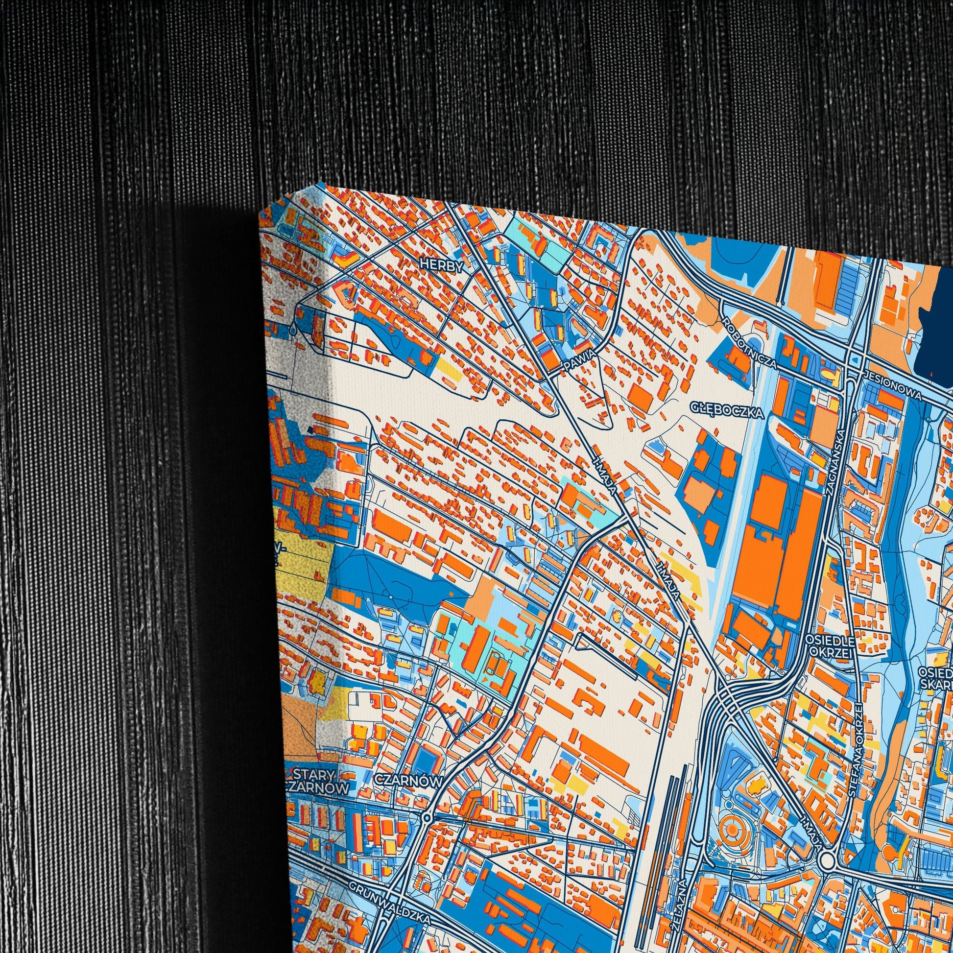 Kielce Poland Colorful City Map Canvas Print Detail