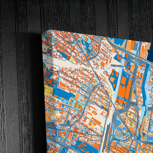 Kielce Poland Colorful City Map Canvas Print Detail