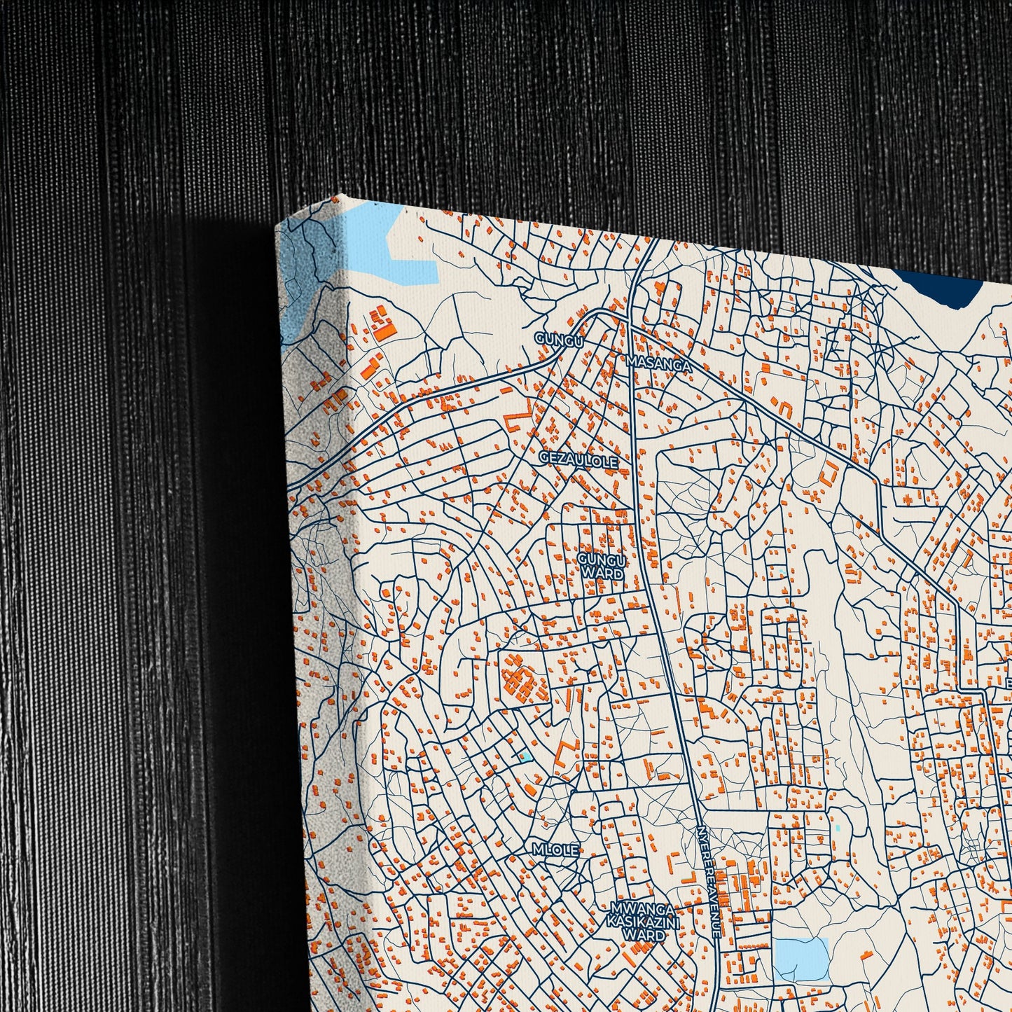 Kigoma Tanzania Colorful City Map Canvas Print Detail