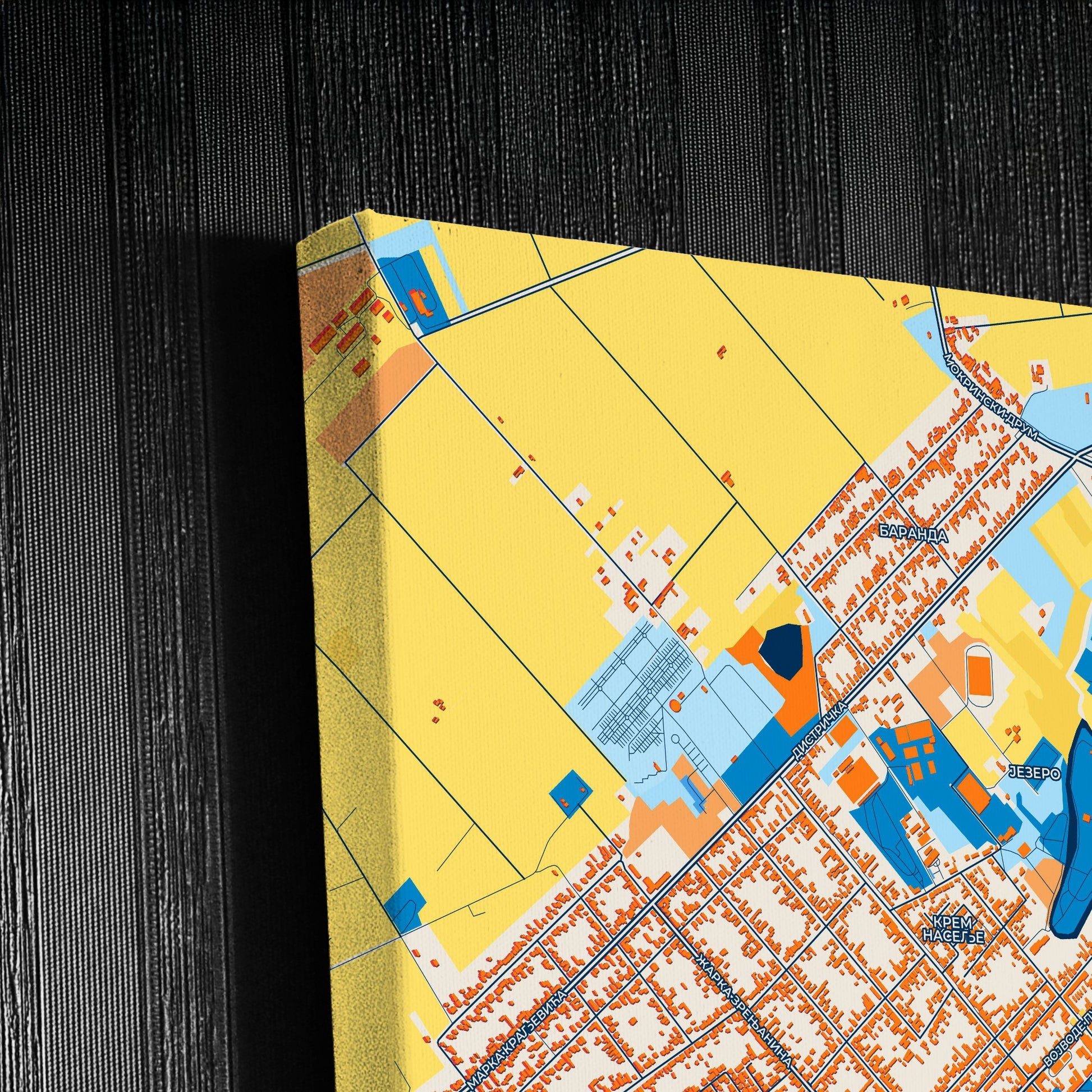 Кикинда Serbia Colorful City Map Canvas Print Detail
