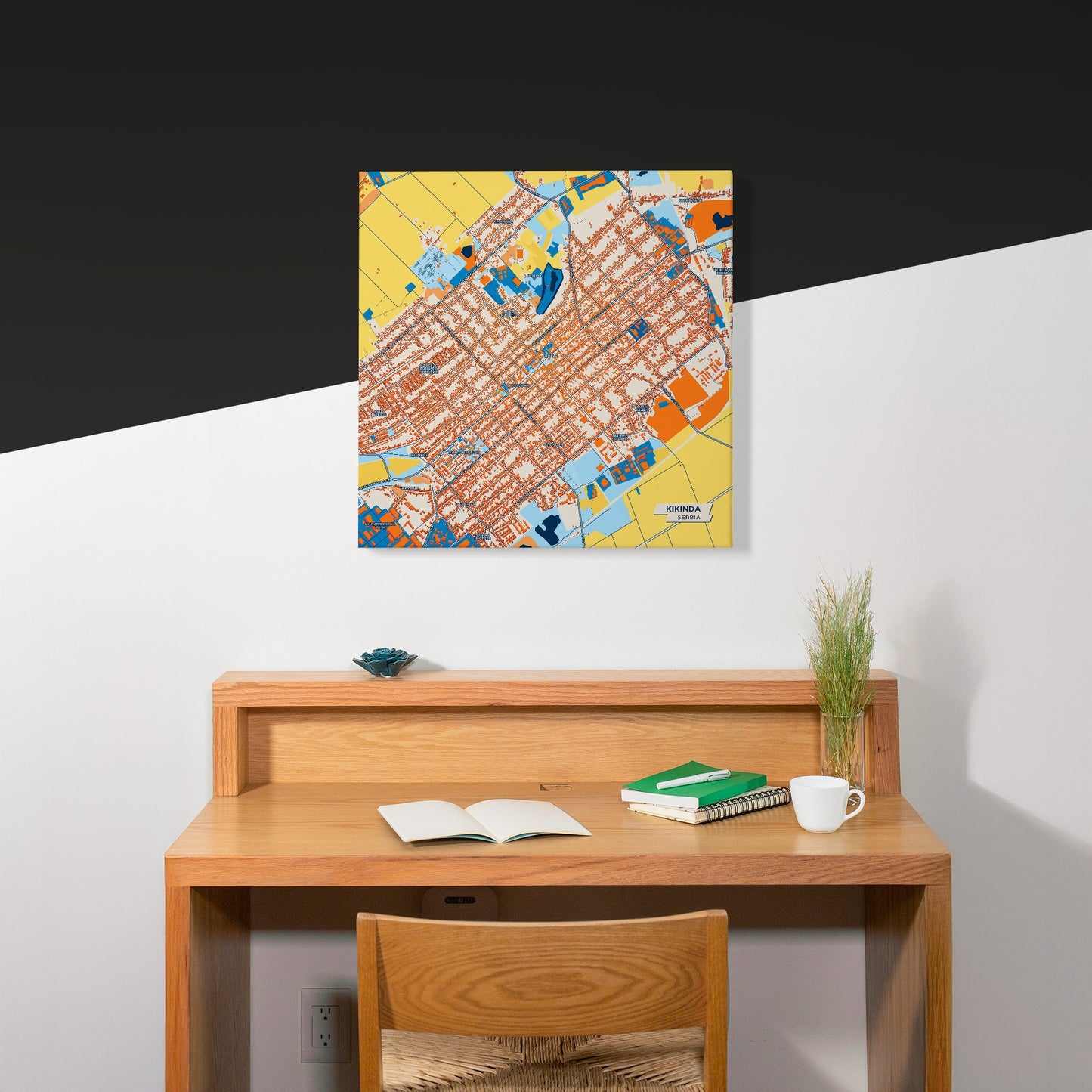 Кикинда Serbia Colorful City Map Canvas Print Scene