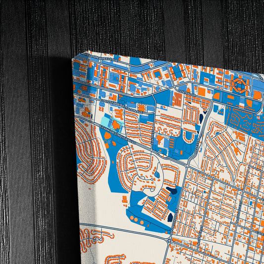 Killeen Texas Colorful City Map Canvas Print Detail