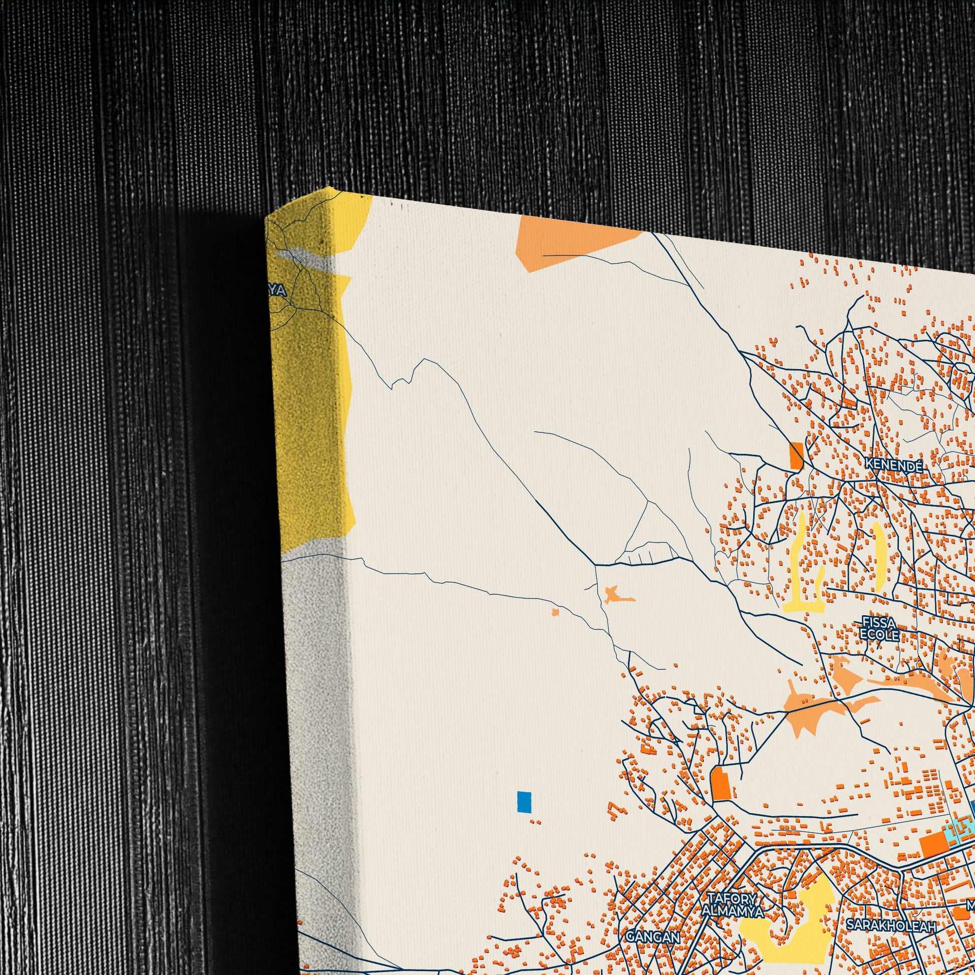 Kindia Guinea Colorful City Map Canvas Print Detail