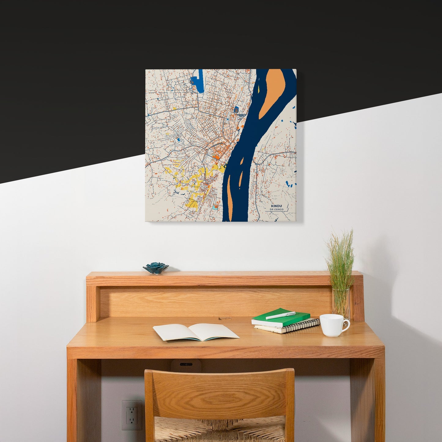 Kindu Dr Congo Colorful City Map Canvas Print Scene