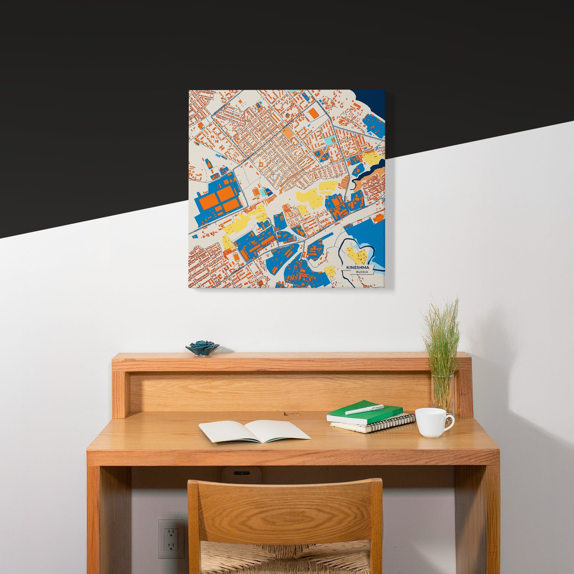 Кинешма Russia Colorful City Map Canvas Print Scene