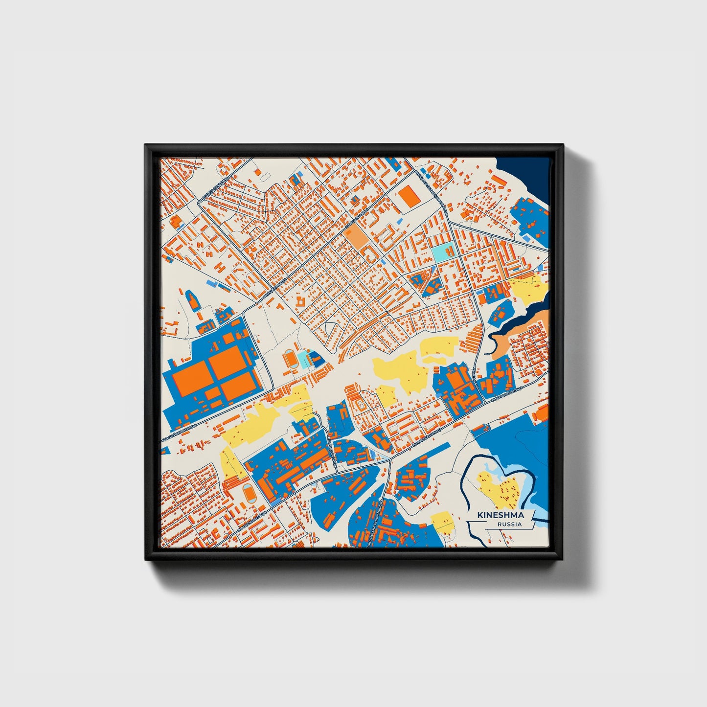 Кинешма Russia Colorful City Map Canvas Print • Black Framed