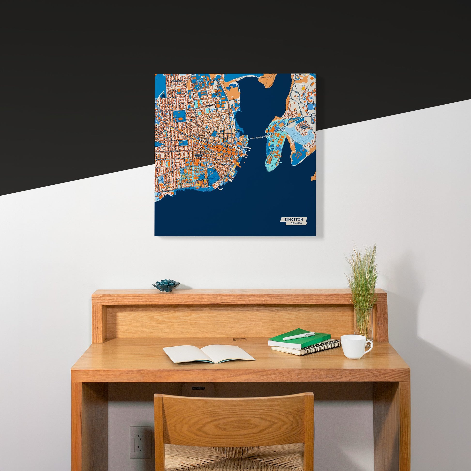 Kingston Canada Colorful City Map Canvas Print Scene