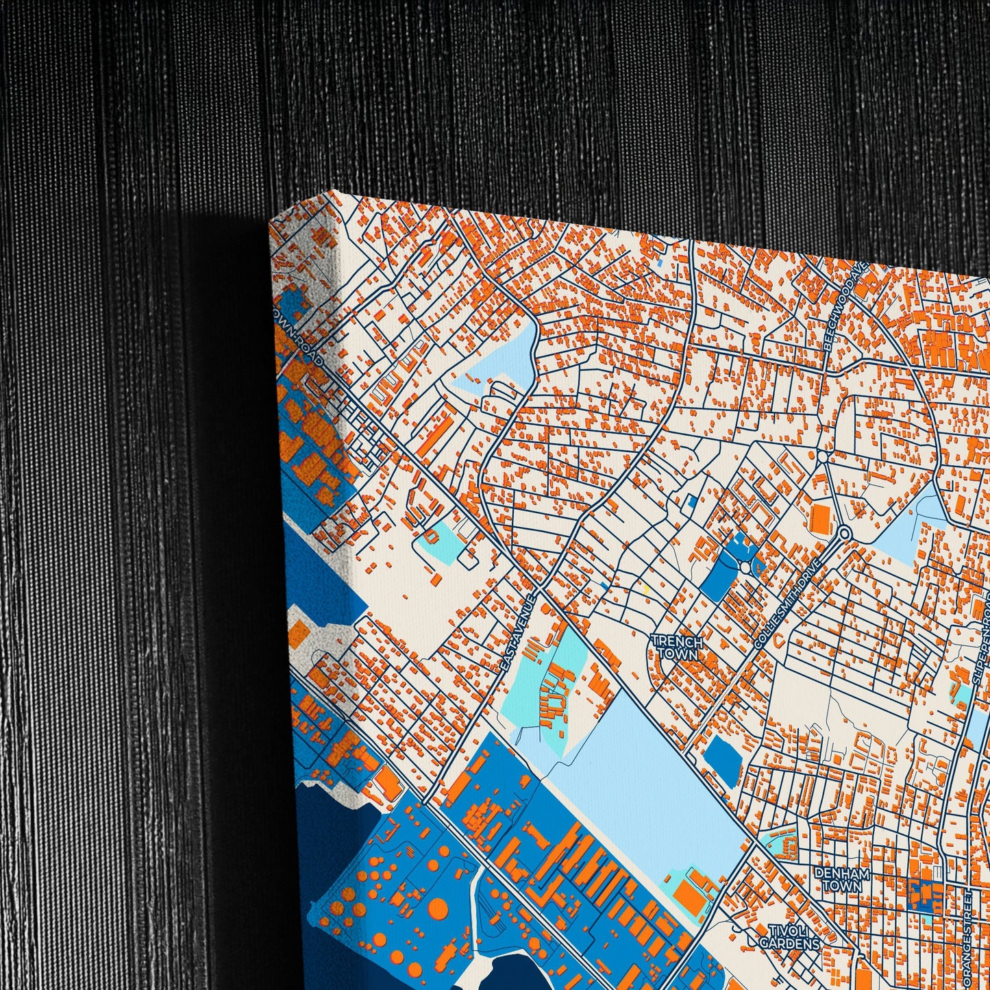 Kingston Jamaica Colorful City Map Canvas Print Detail