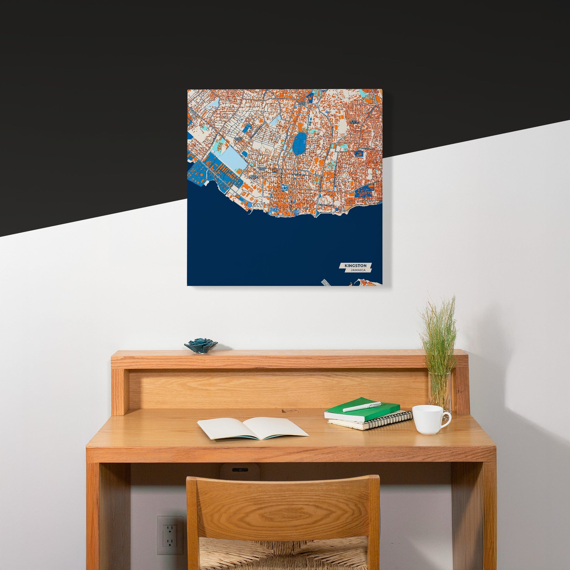 Kingston Jamaica Colorful City Map Canvas Print Scene