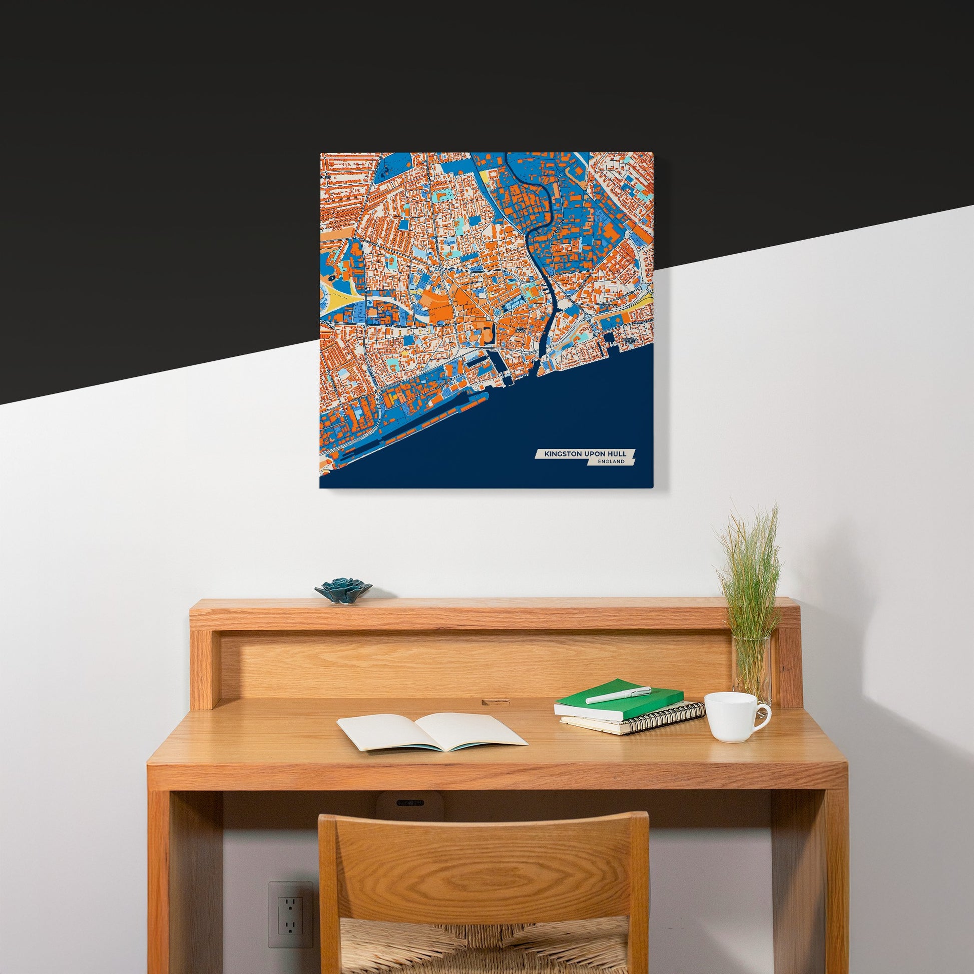 Kingston Upon Hull England Colorful City Map Canvas Print Scene