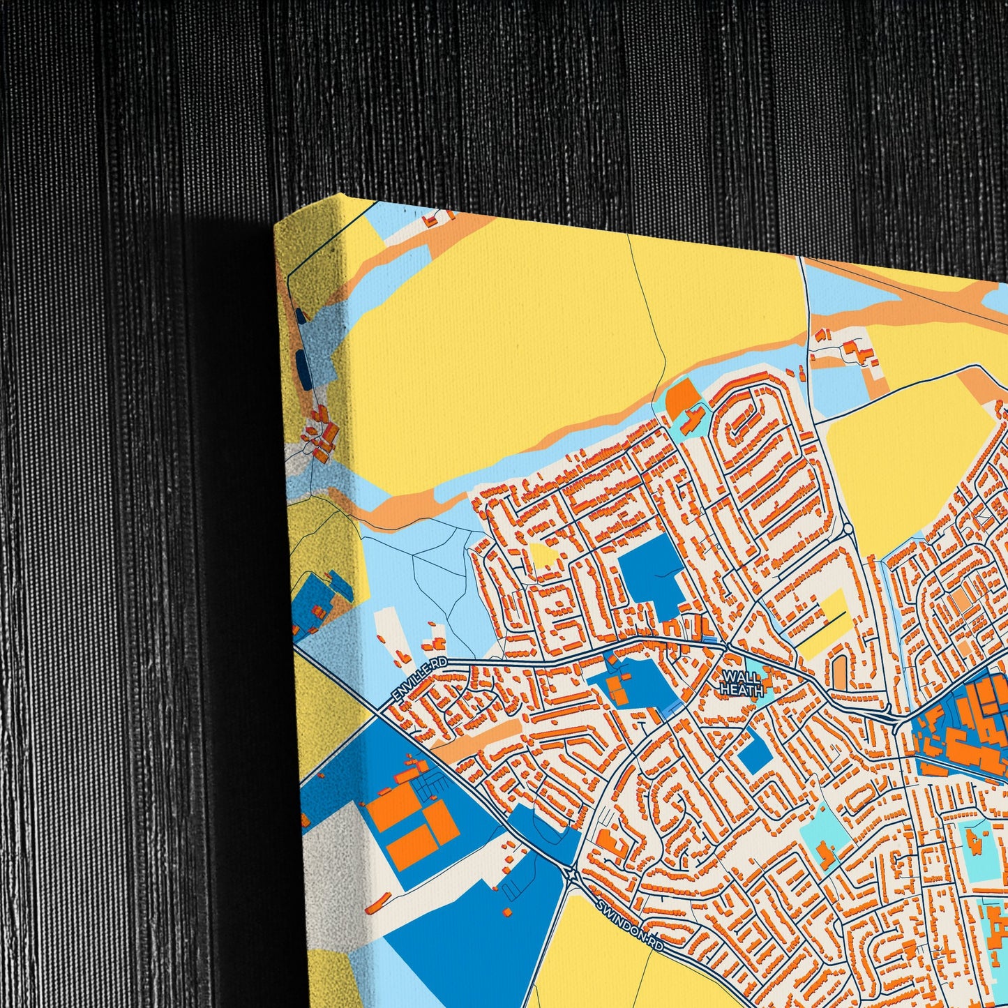 Kingswinford England Colorful City Map Canvas Print Detail