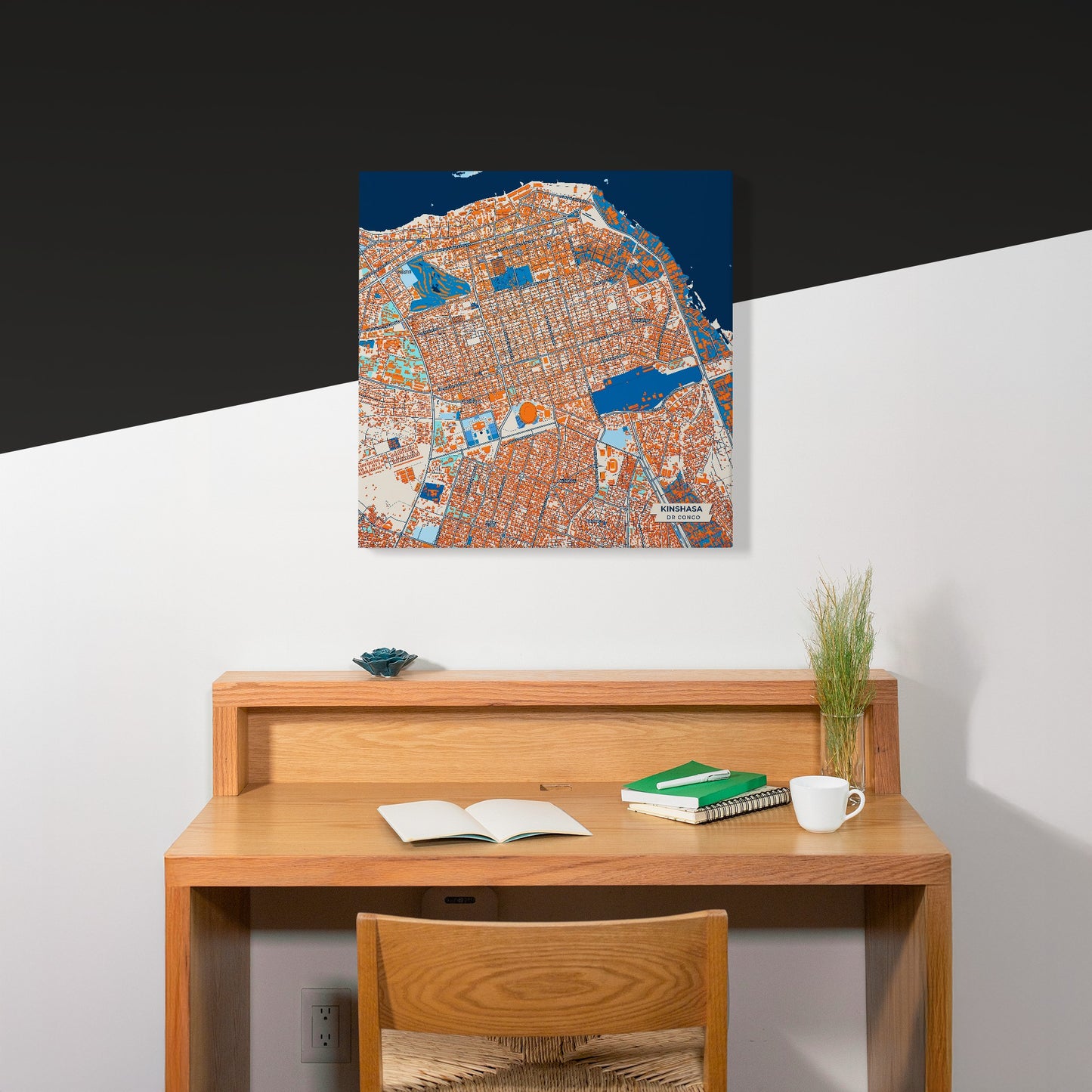 Kinshasa Dr Congo Colorful City Map Canvas Print Scene