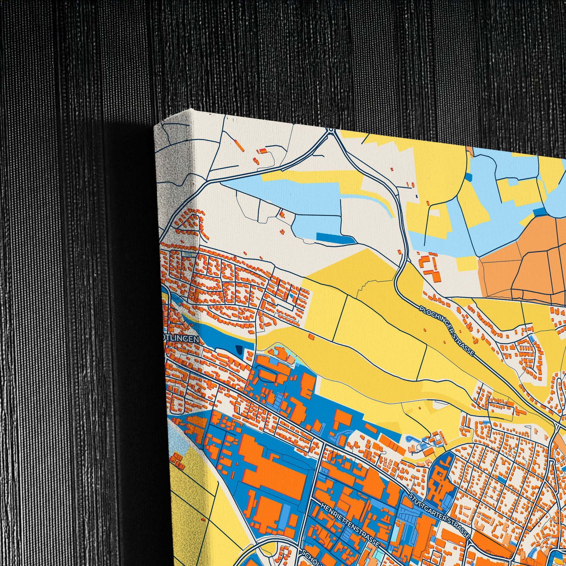 Kirchheim Unter Teck Germany Colorful City Map Canvas Print Detail