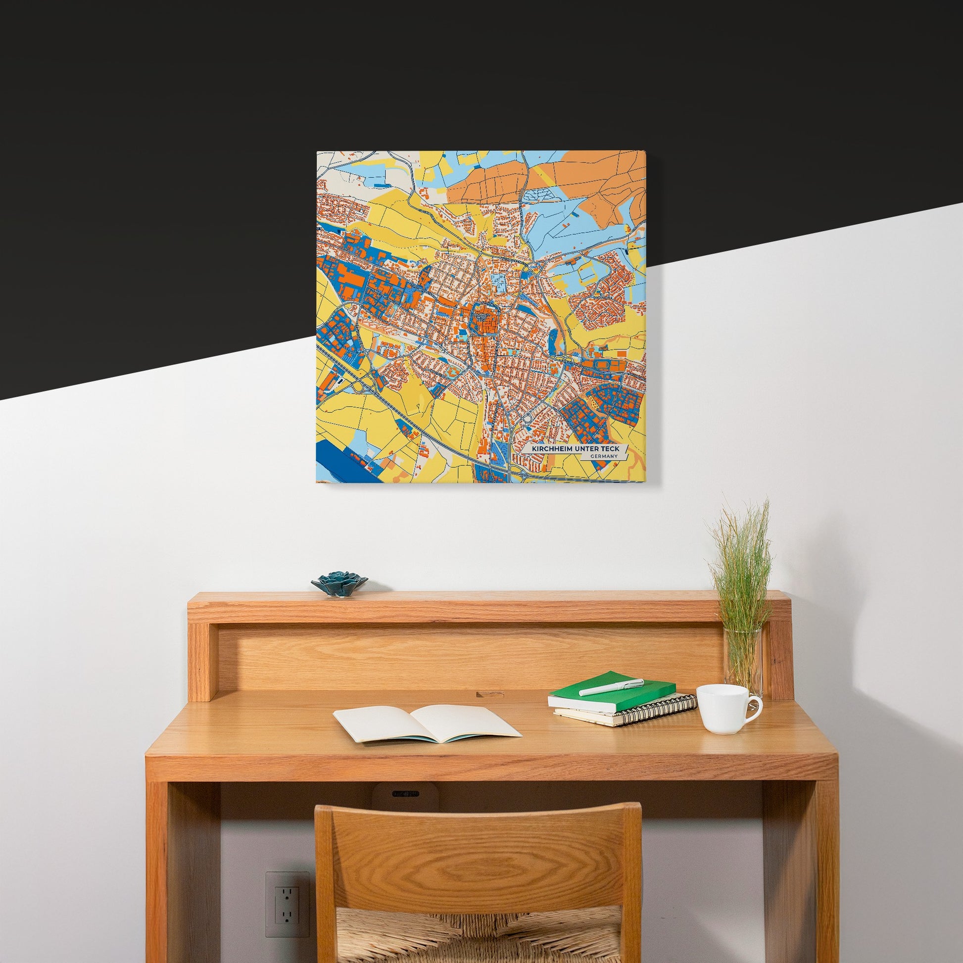 Kirchheim Unter Teck Germany Colorful City Map Canvas Print Scene