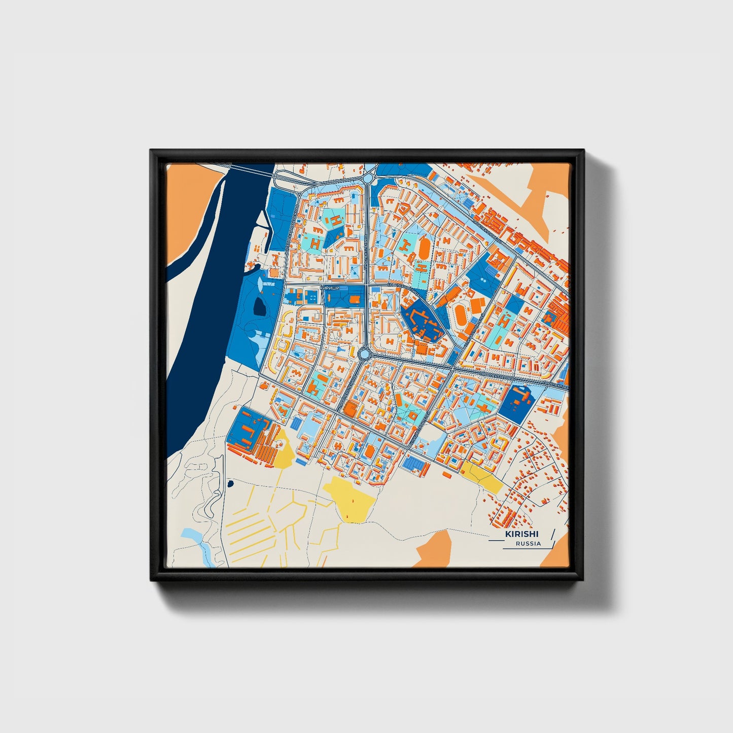 Кириши Russia Colorful City Map Canvas Print • Black Framed