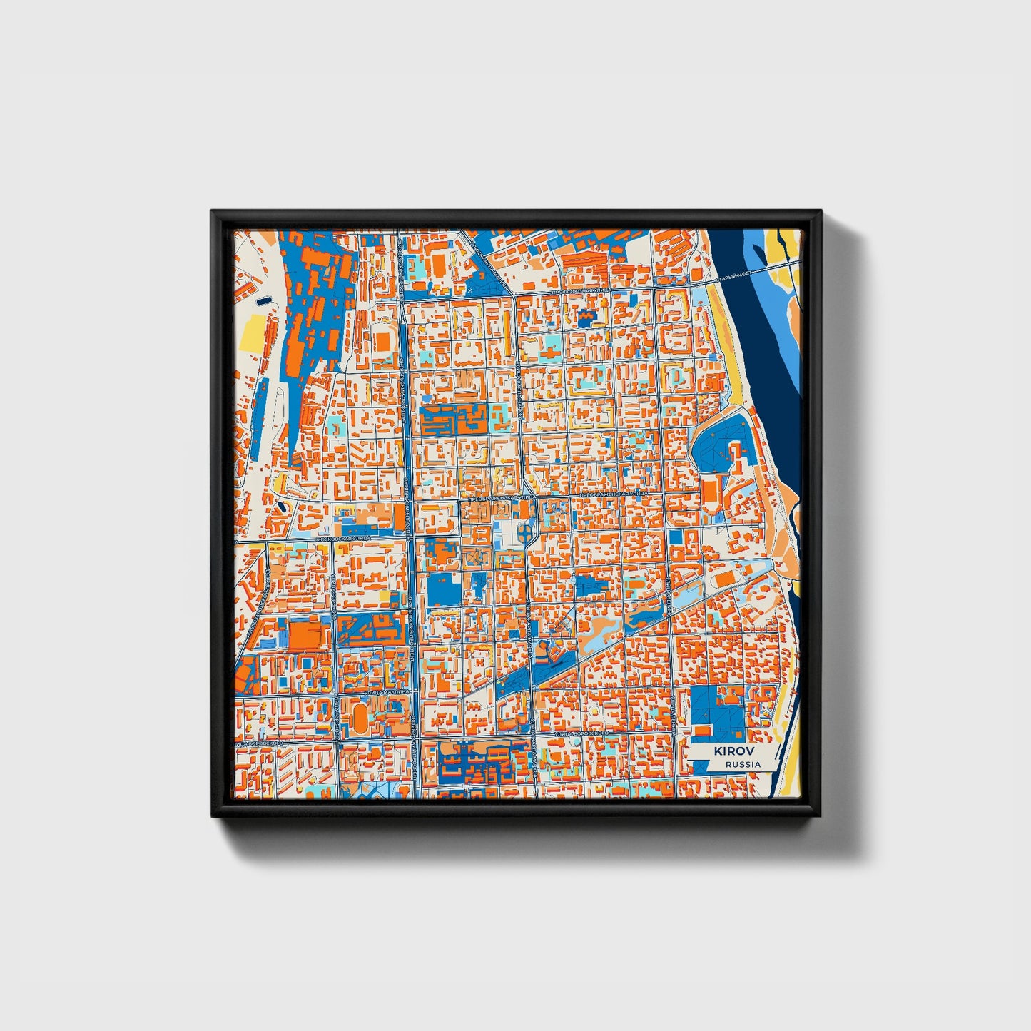 Киров Russia Colorful City Map Canvas Print • Black Framed