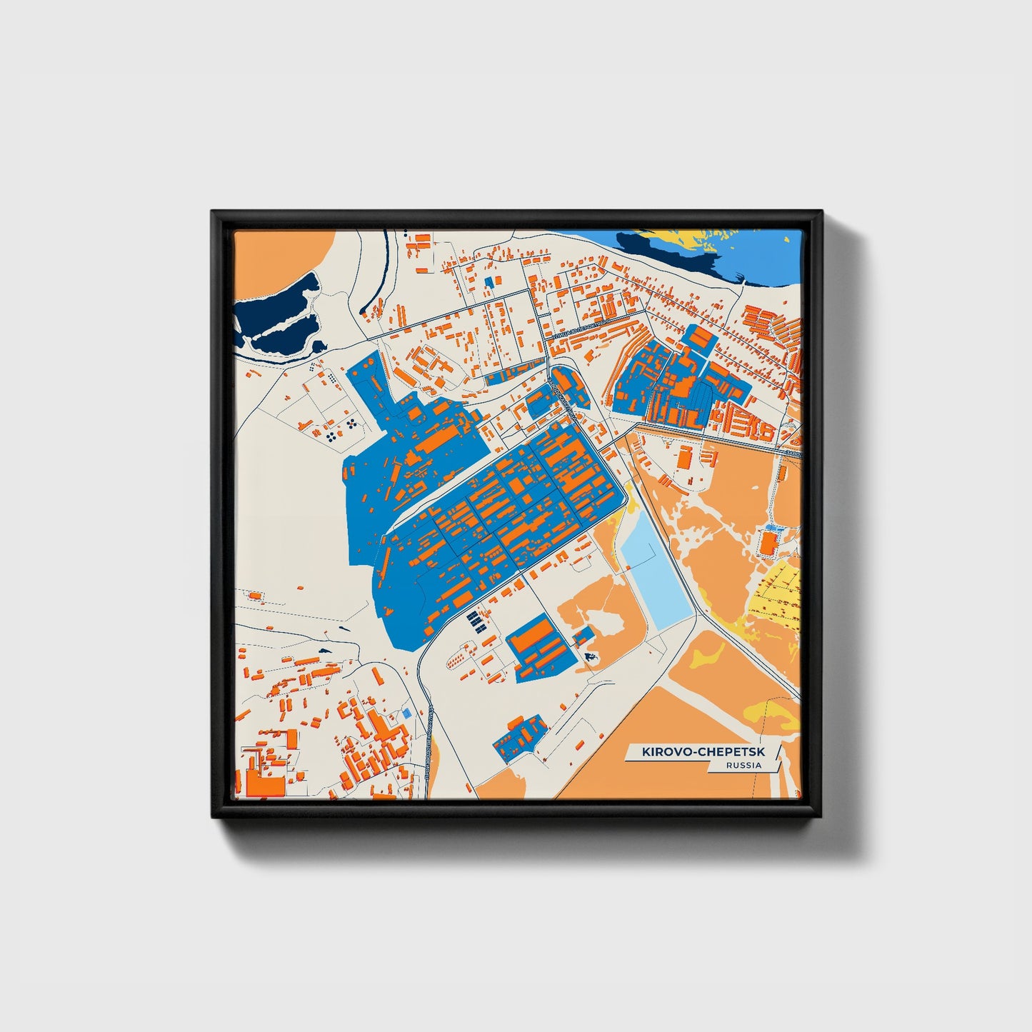 Кирово-Чепецк Russia Colorful City Map Canvas Print • Black Framed