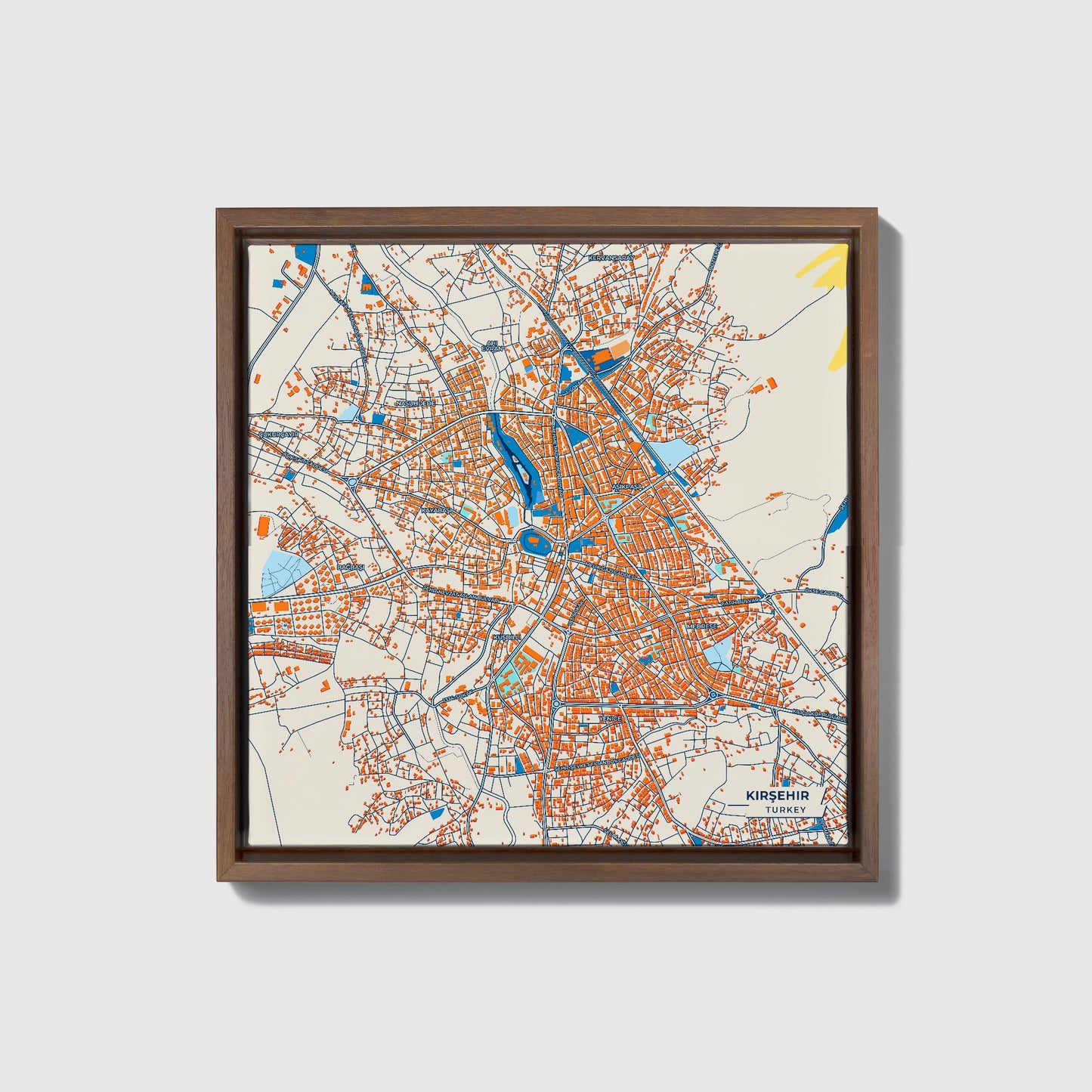 Kirşehi̇r Turkey Colorful City Map Canvas Print • Dark Wooden Framed