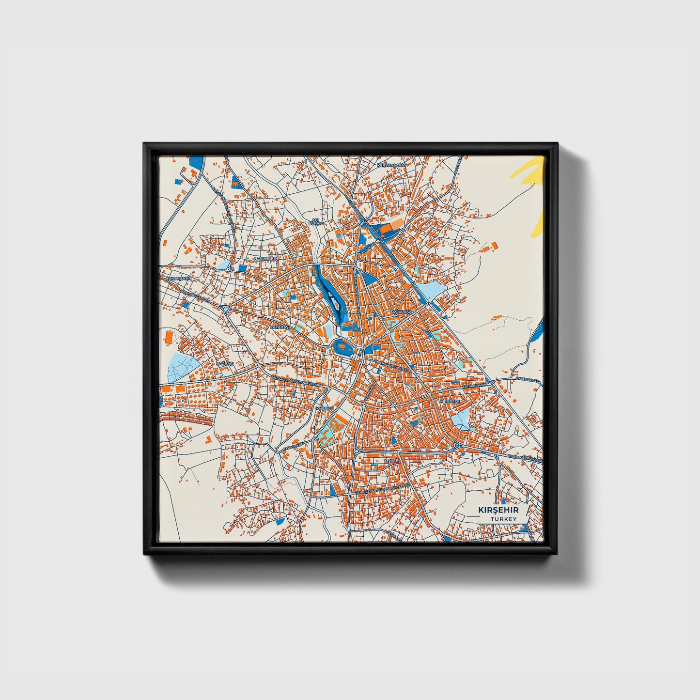 Kirşehi̇r Turkey Colorful City Map Canvas Print • Black Framed