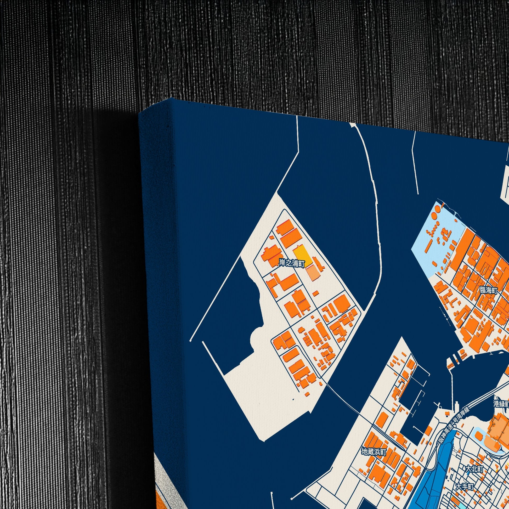 Kishiwada Japan Colorful City Map Canvas Print Detail