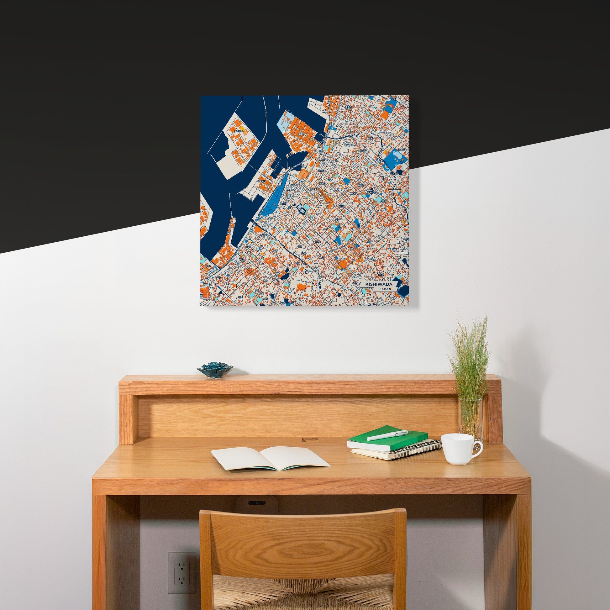 Kishiwada Japan Colorful City Map Canvas Print Scene