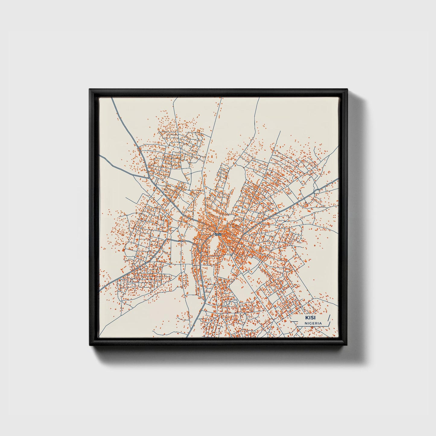 Kisi Nigeria Colorful City Map Canvas Print • Black Framed