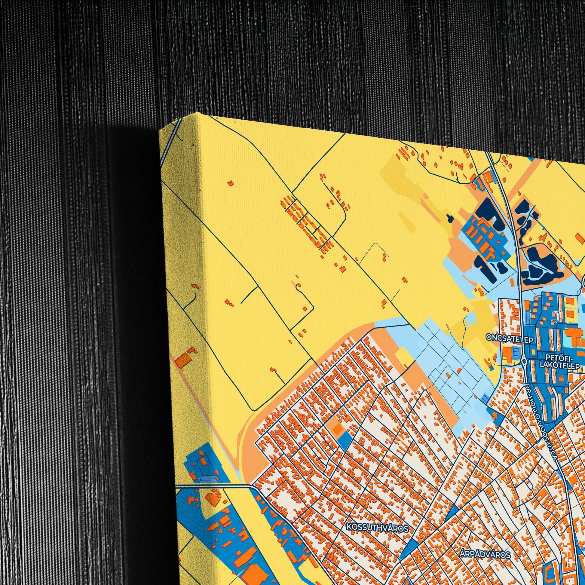 Kiskunfélegyháza Hungary Colorful City Map Canvas Print Detail