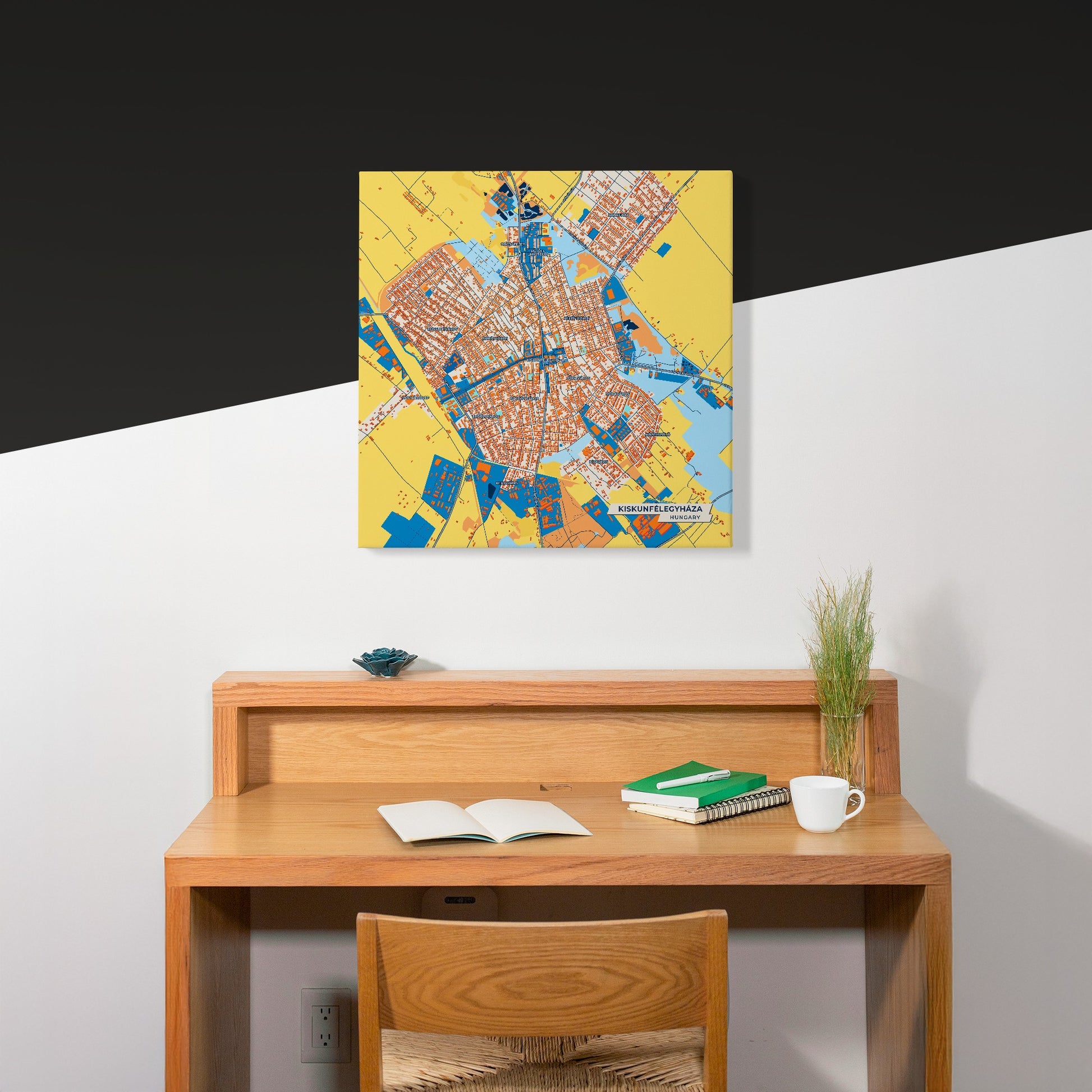 Kiskunfélegyháza Hungary Colorful City Map Canvas Print Scene