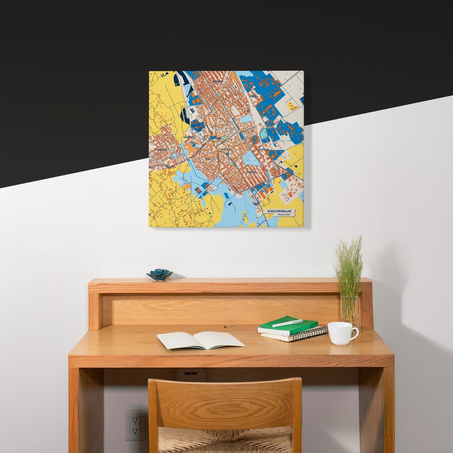 Kiskunhalas Hungary Colorful City Map Canvas Print Scene