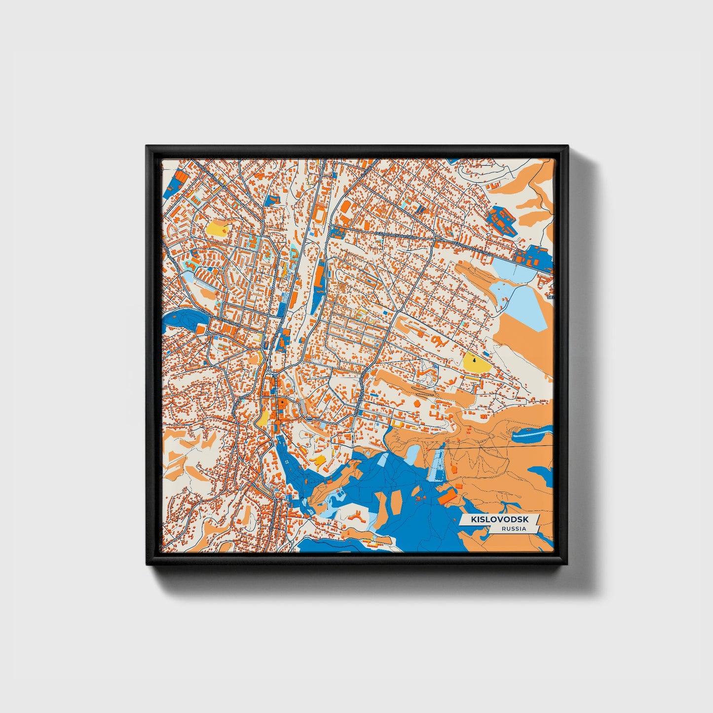 Кисловодске Russia Colorful City Map Canvas Print • Black Framed