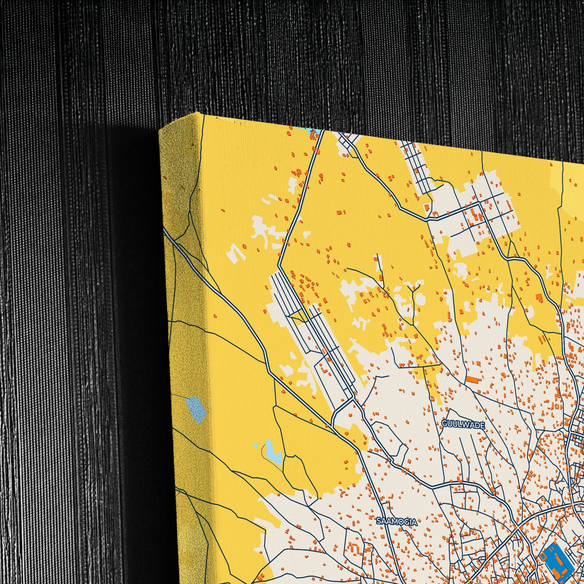 Kismayo Somalia Colorful City Map Canvas Print Detail