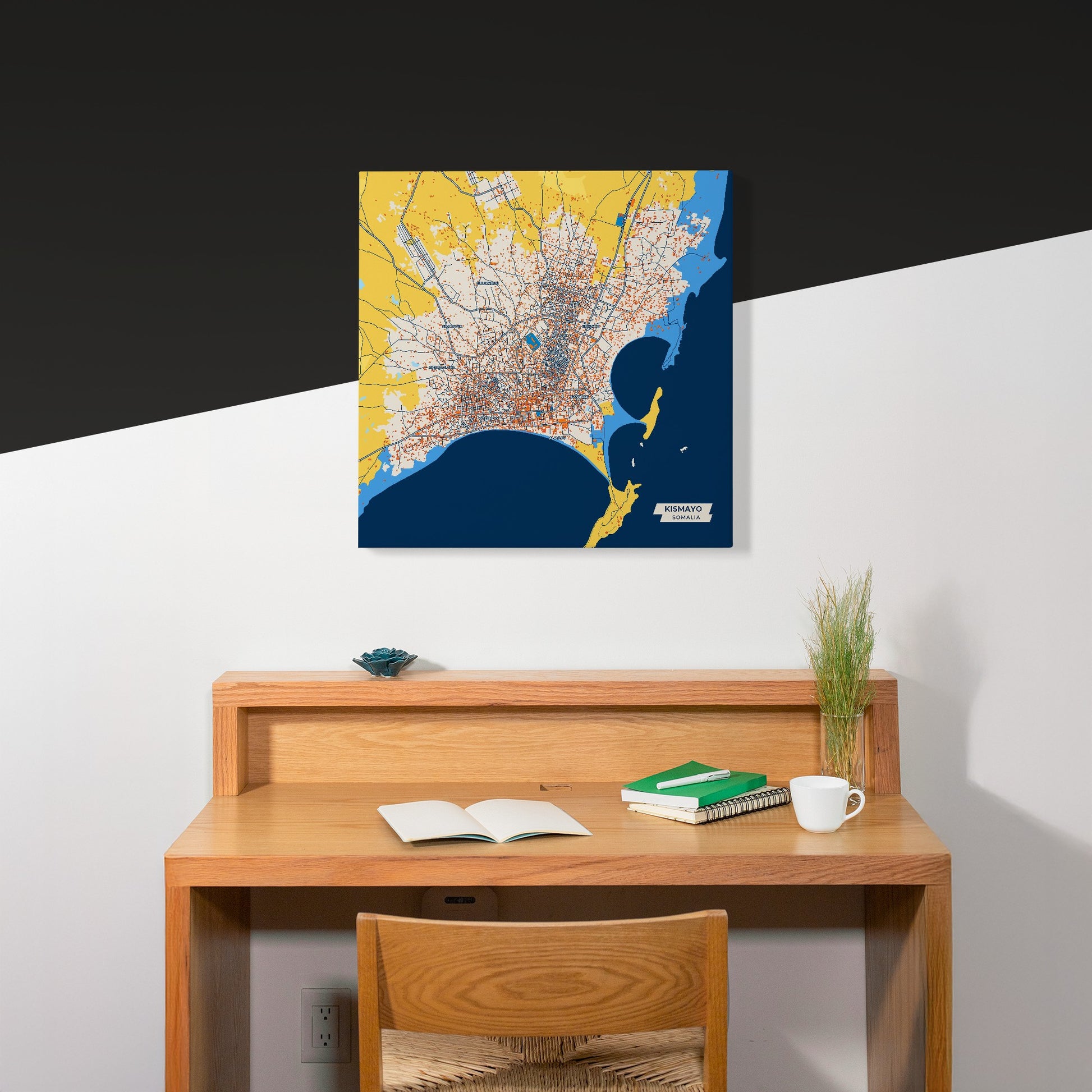 Kismayo Somalia Colorful City Map Canvas Print Scene