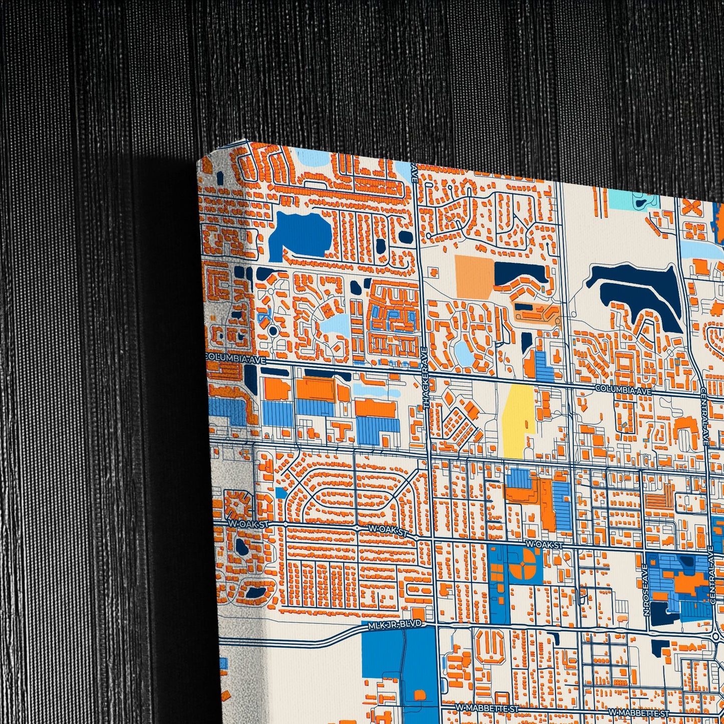 Kissimmee Florida Colorful City Map Canvas Print Detail