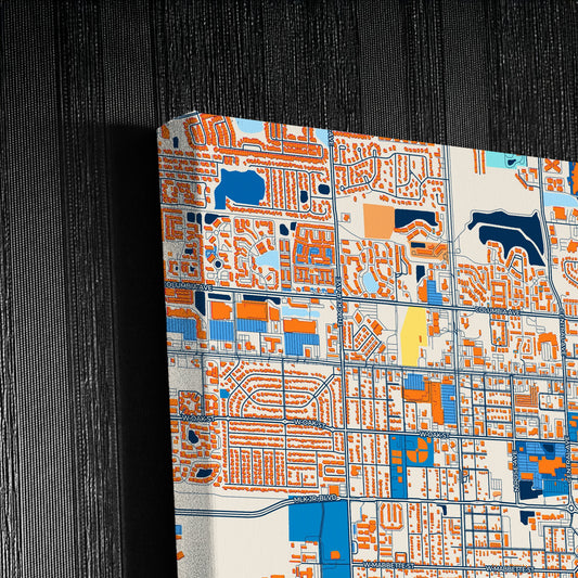 Kissimmee Florida Colorful City Map Canvas Print Detail
