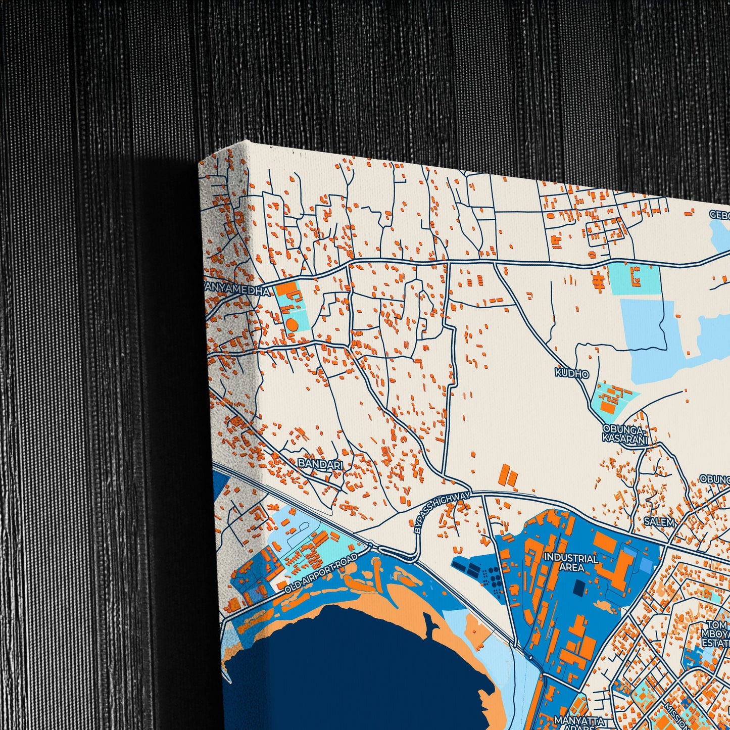 Kisumu Kenya Colorful City Map Canvas Print Detail