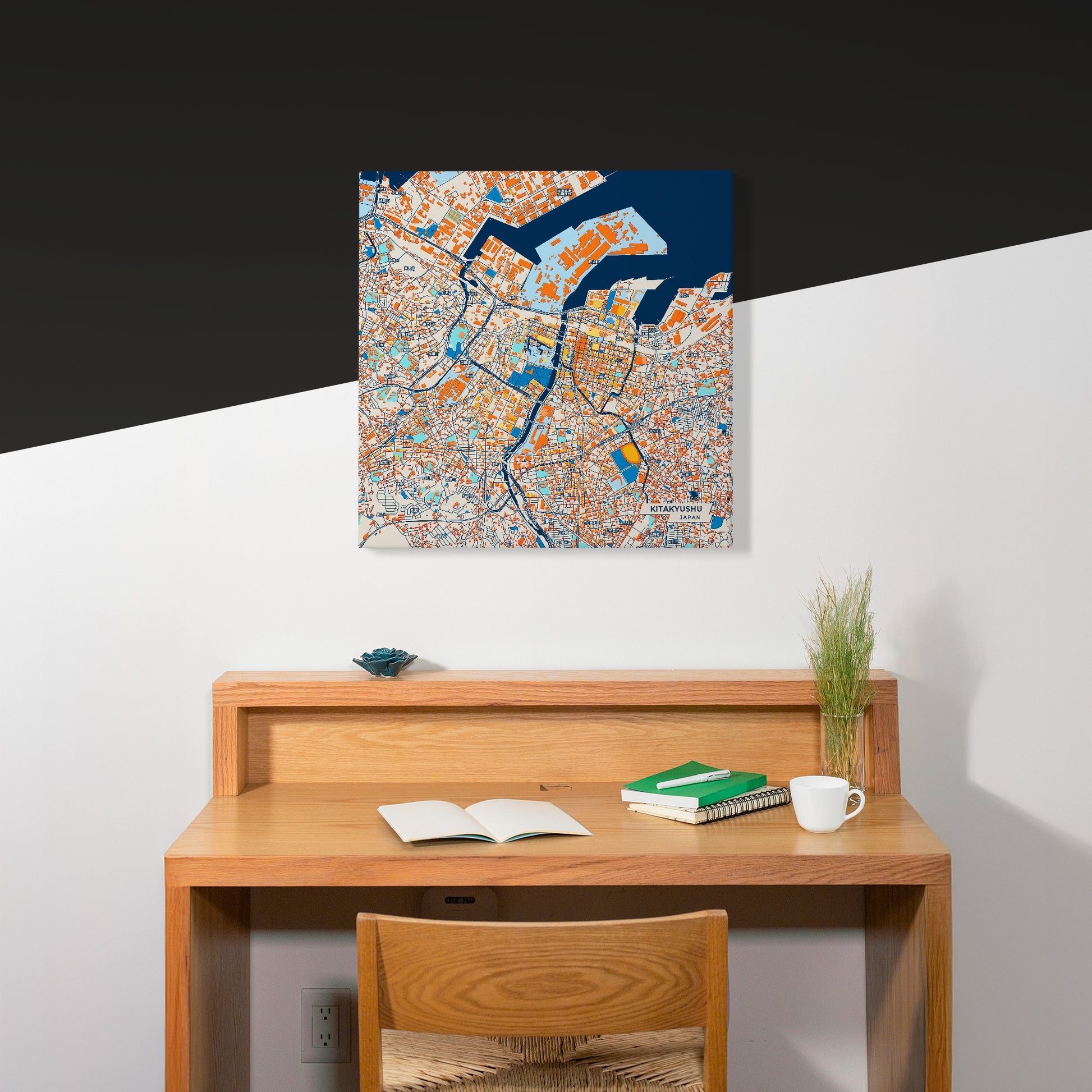 Kitakyushu Japan Colorful City Map Canvas Print Scene