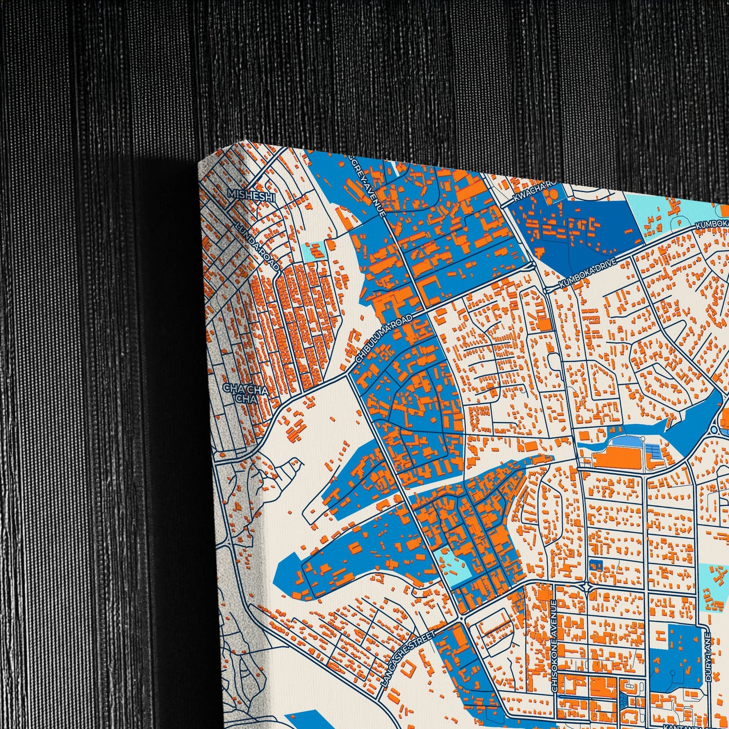 Kitwe Zambia Colorful City Map Canvas Print Detail