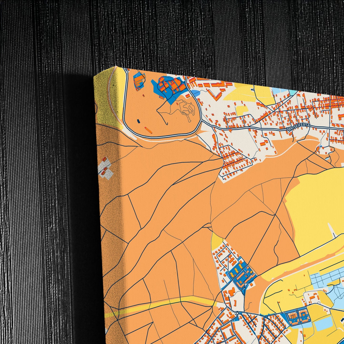 Kladno Czechia Colorful City Map Canvas Print Detail