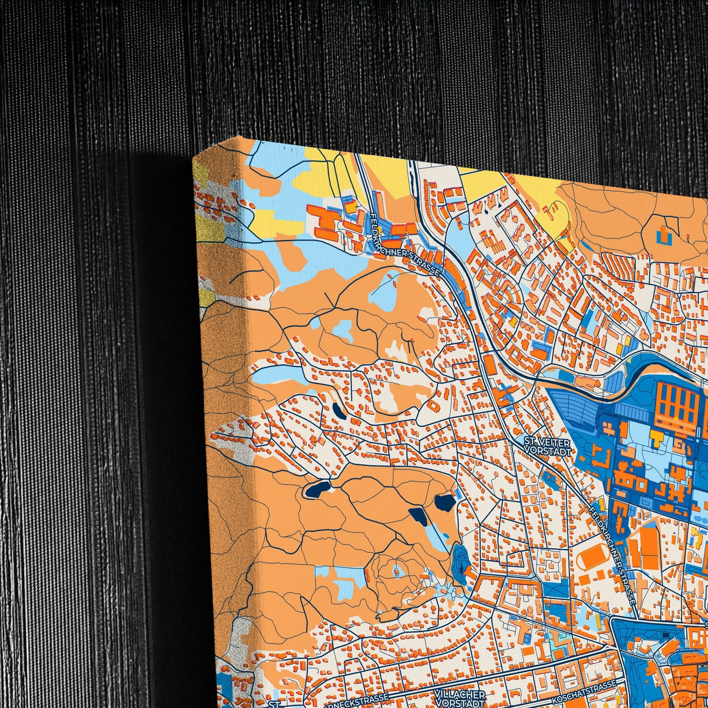 Klagenfurt Austria Colorful City Map Canvas Print Detail