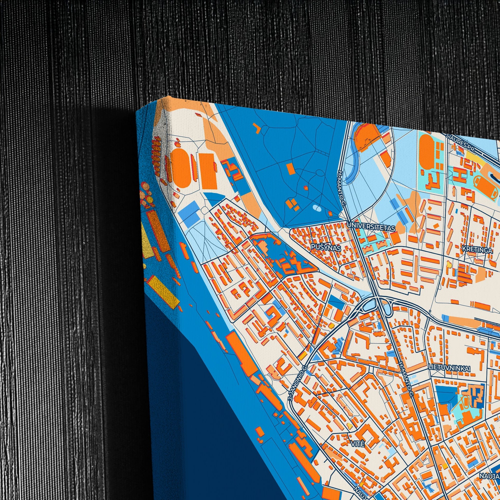 Klaipėda Lithuania Colorful City Map Canvas Print Detail