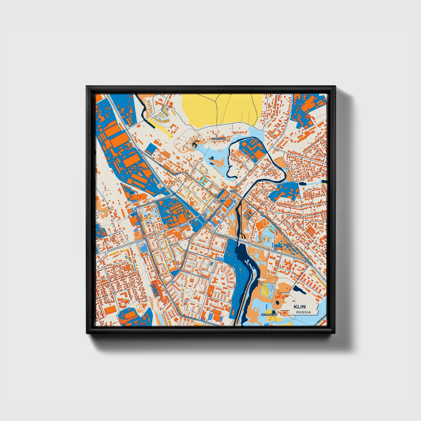 Клин Russia Colorful City Map Canvas Print • Black Framed
